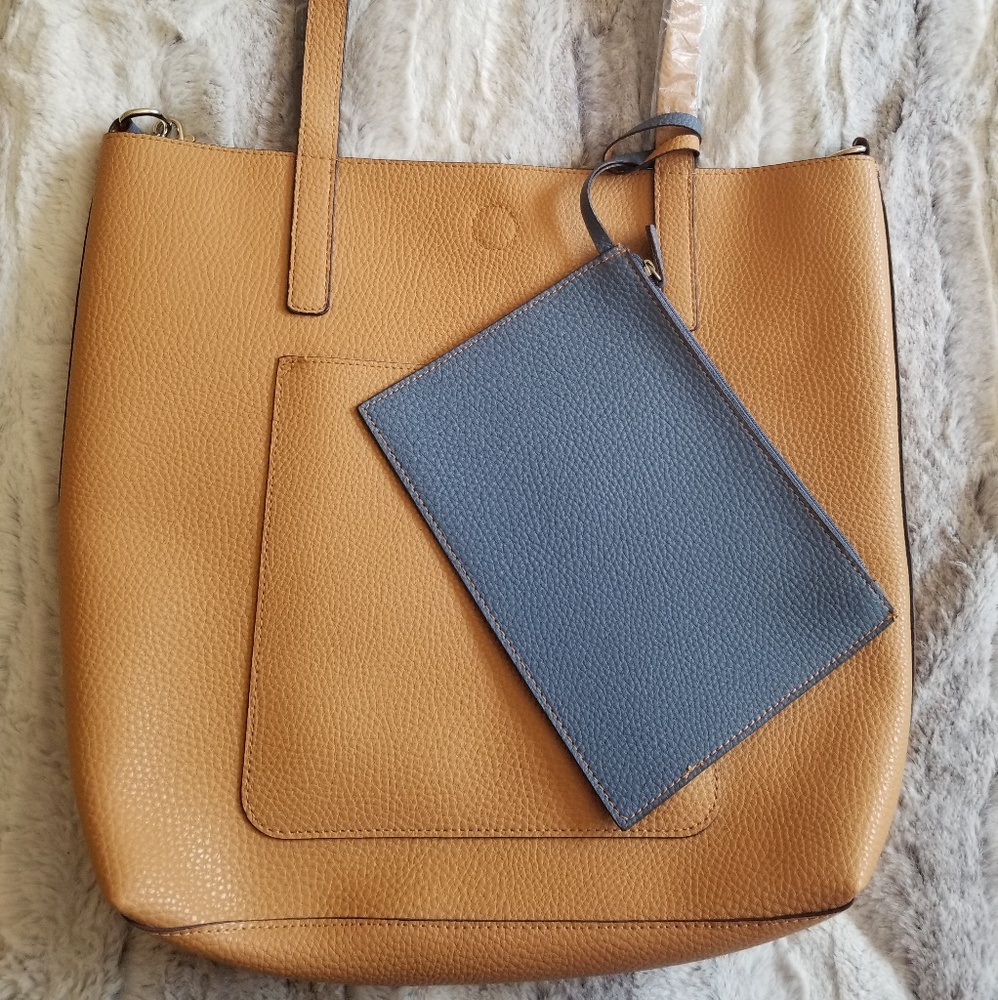 ❌SOLD❌ Brown/Blue Reversible Tote - Picture 4 of 7